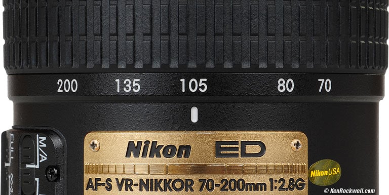 Nikon 70-200mm f/2.8 VR zoom ring