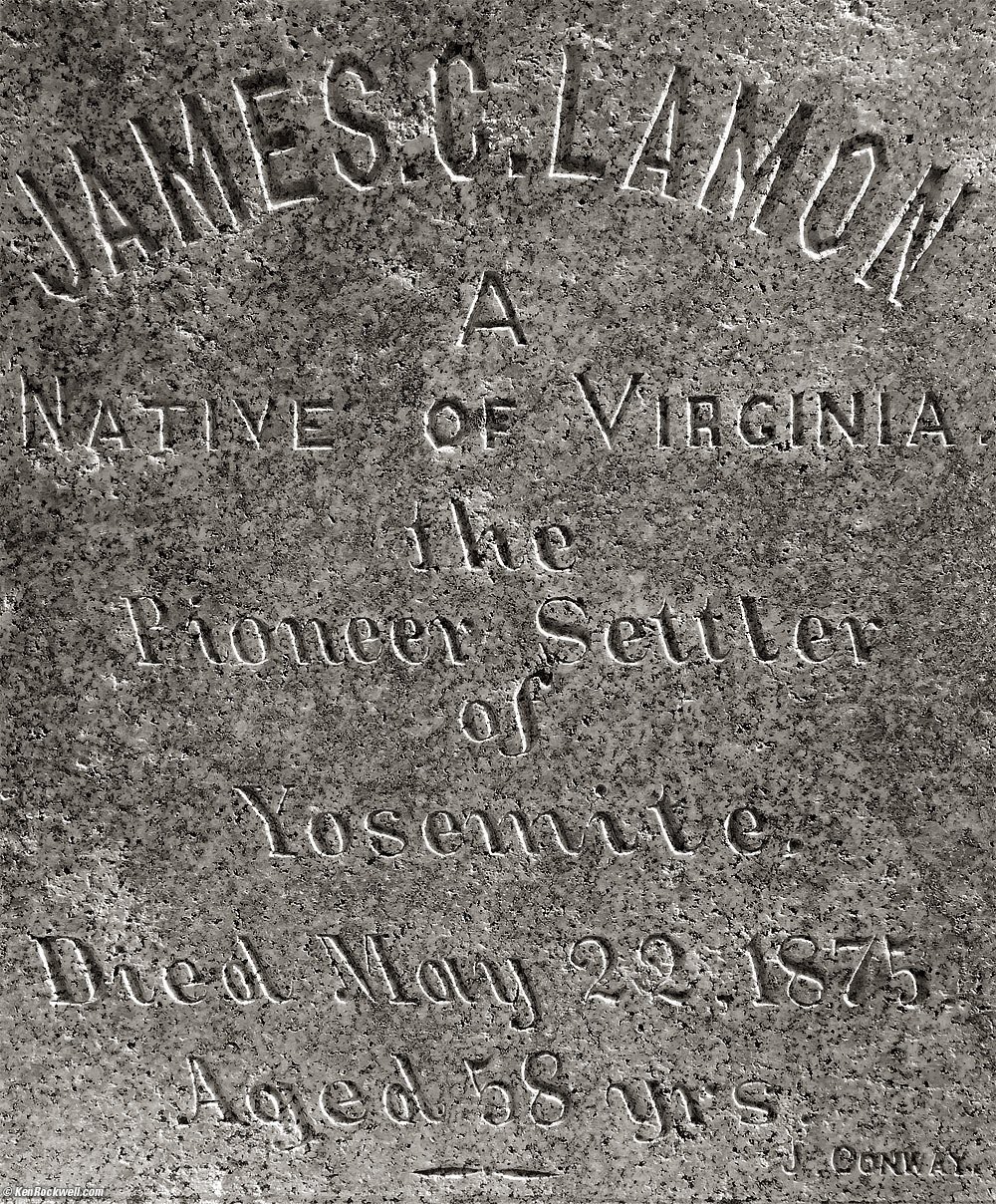 Headstone, James Lamon, Yosemite Valley Cemetery